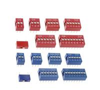 Interruptor de palanca rojo/azul, separación de 2,54 mm, DIP, selector de código, 1-12 pines, interruptor rápido, 10 unidades(3,10pcs 12p)