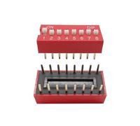 Interruptor de palanca rojo de 1/2/3/4/5/6/8/10 pines con paso de 2,54 mm, interruptor de presión azul, interruptor de dial, 10 unidades(8pin-10pcs-Red)