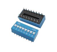 Interruptor de palanca rojo de 1/2/3/4/5/6/8/10 pines con paso de 2,54 mm, interruptor de presión azul, interruptor de dial, 10 unidades(10Pin-10Pcs-Blue)