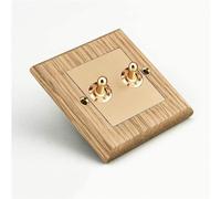 Interruptor de palanca, tipo 86, retro, madera maciza, estilo europeo, roble y latón(2 Gang 1 Way)