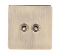 Interruptor de Palanca Unipolar AC 250V, 1 Pandilla de 2 Vías Interruptor de Alimentación con Capacidad de Control Dual, Antiguo Panel de Inoxidable con Textura de Bronce