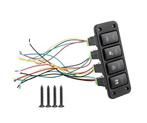 Interruptor de panel 4 bandas ABS Material de protección ambiental Pantalla LED Luz Pulsador Interruptor de conversión para Cool Road Luz antiniebla Ancho Interruptor de