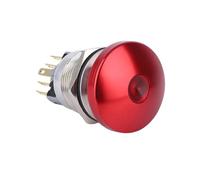 Interruptor de parada de emergencia con botón pulsador de metal LED de punto autoblocante momentáneo con cabeza de hongo de oxidación de aluminio IP67 de 22 mm, 5 unidades(LATCHING_24V)