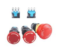 Interruptor de parada de emergencia de 16 mm, interruptor de parada de emergencia tipo hongo de 30 mm, 3/6 pines, 1NO1NC/2NO2NC(6pins-X)
