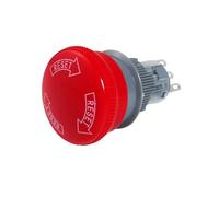 Interruptor de parada de emergencia de plástico de 16mm, 1NO1NC, bloqueo automático, interruptor de botón con cabeza de seta roja, Control eléctrico(Gray Shell,Latching 1NO1NC)