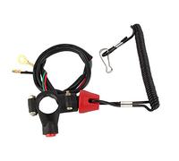 Interruptor de parada del motor, Akozon motor de motocicleta DC 12V Encendido apagado Interruptor de montaje del manillar Tether para ATV Quad Dirt Bike