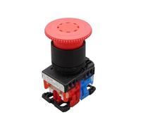 Interruptor de parada Pulsador, Interruptor de parada de emergencia con cabezal tipo hongo AR22V2R de 22 mm, 10 A, 1 NA, 1 NC, autoblocante, rojo