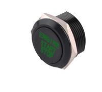 Interruptor de parada sin llave con botón pulsador metálico de 16/19/22 mm y luz LED de 12 V(Black - Green,RESET_16MM)
