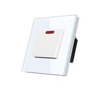 Interruptor de pared con pulsador, interruptor basculante de encendido/apagado for calentador de agua, luz, aire acondicionado y caldera.(Glass White 45A)