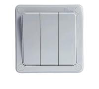 Interruptor de pared exterior con clasificación IP66 - Pulsador resistente a la intemperie, 1/2/3 entradas, 16 A, apto para hogar y jardín(3-Gang)