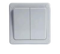 Interruptor de pared exterior con clasificación IP66 - Pulsador resistente a la intemperie, 1/2/3 entradas, 16 A, apto para hogar y jardín(2-Gang)