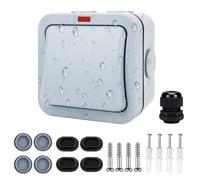 Interruptor de Pared Impermeable IP66 20A Interruptor Universal Resistente a la Intemperie con Cubierta Antipolvo Interruptors de luz Exterior Resistente a la Intemperie para Exteriores Jardín Taller