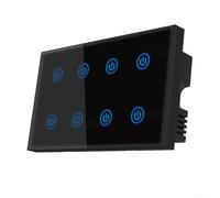 Interruptor de pared inteligente WiFi para ahorro de energía Pantalla táctil Panel de vidrio Asistente de voz Hogar inteligente Reino Unido 147x86mm (negro)