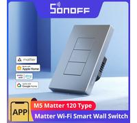 Interruptor de pared inteligente WiFi SONOFF M5-120 US Matter de 1/2/3 botones, control mecánico local, control por voz a través de la aplicación eWeLink, compatible con Alexa y Google Home