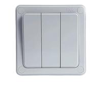 Interruptor de pared multipanel impermeable IP66 de 16 A - Pulsador de exterior para casa y jardín (1, 2 y 3 paneles)(3-Gang)