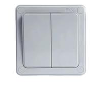 Interruptor de pared multipanel impermeable IP66 de 16 A - Pulsador de exterior para casa y jardín (1, 2 y 3 paneles)(2-Gang)