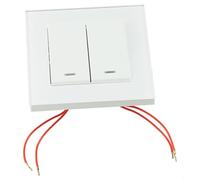 Interruptor de pared oculto de 82 mm, panel de interruptor de pared de vidrio templado con doble control y función de brillo en la oscuridad para dormitorio, sala de estar (blanco)