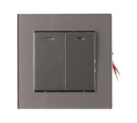 Interruptor de pared oculto de 82 mm, panel de interruptor de pared de vidrio templado con doble control y función de brillo en la oscuridad para dormitorio, sala de estar (gris)