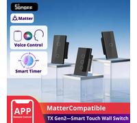 Interruptor de Pared Táctil Inteligente SONOFF T6 Negro TX Gen2 Matter con Relé Desmontable, Interruptor Nocturno Ajustable, Localizador, Compatible con el Ecosistema Apple