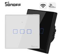SONOFF T2EU3C Interruptor Mural para Control de Luces Inalámbrico por RF Wi-Fi Inteligente, Interruptor de Tipo 86 de 3 Canales para Automatización Domótica, Compatible con Alexa, Google Home