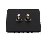 Interruptor de pared tipo 86, panel de acero inoxidable, barra de latón para interruptor de luz de palanca de 1 vía, 2 vías, estilo retro, industrial, negro vintage (2 bandas)
