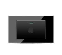 Interruptor de pared vidrio y panel enchufe para timbre, 118 × 72 mm, control manual, diseño moderno para interior del hogar(Black doorbell)