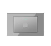 Interruptor de pared vidrio y panel enchufe para timbre, 118 × 72 mm, control manual, diseño moderno para interior del hogar(Grey doorbell)