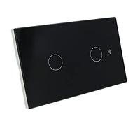 Interruptor de pared WiFi 3 en 1 WiFi 2.4G + RF 433 MHz + botón táctil, compatible con Amazon Alexa y Google Home, panel inteligente para caja 503 italiana (negro, 2 teclas táctiles)