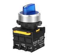 Interruptor de perilla con LED de 22 mm, 1NO/2NO/1NO1NC, 2/3 posiciones, autoblocante, selección momentánea, interruptor giratorio con luz, 12 V, 24 V, 220 V, 10 A(BlueLight,1NO1NC_3P MOMENTARY_12 V)