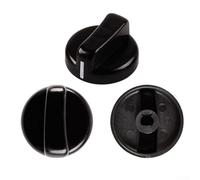 Interruptor de perilla de encendido de rotación inversa para estufas de mesa, plástico negro con borde de metal, paquete de 10, compatible con cocinas de gas y estufa Bu(perilla A)