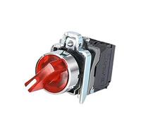 Interruptor de perilla de reinicio automático XB4, 2 marchas, 3 botones mecánicos normalmente abiertos y cerrados, soporte de lámpara LED de bloqueo automático(RED,2 GEAR_1NC_12 V)