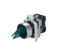 Interruptor de perilla de reinicio automático XB4, 2 marchas, 3 botones mecánicos normalmente abiertos y cerrados, soporte de lámpara LED de bloqueo automático(GREEN,3 GEAR_1NO1NC_24V)