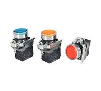 Interruptor de perilla iluminado XB4, 2 marchas, 3 botones mecánicos normalmente abiertos y cerrados, LED de autobloqueo(Button,1NO 1NC_WHITE_24V)