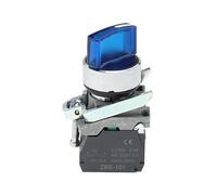 Interruptor de perilla iluminado XB4, 2 marchas, 3 marchas, normalmente abierto, normalmente cerrado, interruptor de botón mecánico, portalámparas LED con autobloqueo(Blue,12V_2NO_2 GEAR)