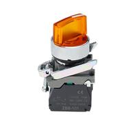 Interruptor de perilla iluminado XB4, 2 marchas, 3 marchas, normalmente abierto, normalmente cerrado, interruptor de botón mecánico, portalámparas LED con autobloqueo(Yellow,380V_2NO_2 GEAR)