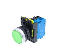 Interruptor de plástico LA36M de 22 mm con LED LA36M Botón pulsador momentáneo plano Encendido/apagado Bloqueo automático 1NO/1NC iluminado Eléctrico(Green,1NC_MOMENTARY_110V)