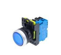 Interruptor de plástico LA36M de 22 mm con LED LA36M Botón pulsador momentáneo plano Encendido/apagado Bloqueo automático 1NO/1NC iluminado Eléctrico(Blue,2NO_MOMENTARY_110V)