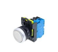 Interruptor de plástico LA36M de 22 mm con LED LA36M Botón pulsador momentáneo plano Encendido/apagado Bloqueo automático 1NO/1NC iluminado Eléctrico(WHITE,1NC_MOMENTARY_110V)
