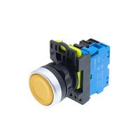 Interruptor de plástico LA36M de 22 mm con LED LA36M Botón pulsador momentáneo plano Encendido/apagado Bloqueo automático 1NO/1NC iluminado Eléctrico(Yellow,2NO_MOMENTARY_220V)