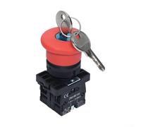 Interruptor de presión de emergencia para máquina de -35°C a 85°C (XB2 | Función de autobloqueo, desbloqueo giratorio manual, evita el reinicio, color rojo, flechas claras