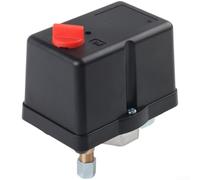 Interruptor de presión horizontal de contacto plateado para piezas de compresor de aire Regulación automática 0.55 a 0.8 Mpa Diseño de perilla roja Construcción para configuraciones Fkm Uso industrial