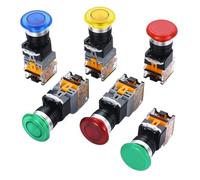Interruptor de pulsador con cabeza de champiñón y luz LED inicio parada | 10A, multicolor, contactos 1NO1NC/2NO/2NC/2NO2NC, luz LED, para equipos eléctricos(Yellow With Light,LATCHING(1NO1NC)-380V)