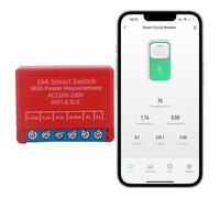Interruptor de Relé Inteligente WiFi, Interruptor de Luz Inteligente, Temporizador Wifi, Módulo DIY de 16 A, Interruptor Inteligente con Medición de Potencia compatible con Alexa y Google Home Tuya