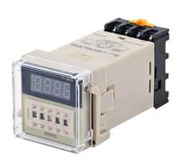 Interruptor de relé temporizador programable LED Digital DH48S-2Z 0,01 S-99H99M con Base de enchufe AC/DC 12V 24V 220V 380V temporizador de retardo(12V ACDC)