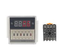 Interruptor de relé temporizador programable LED Digital DH48S-S Base enchufe 0,1 S-99H CA/CC 12V 24V 36V 110V 220V 380V ciclo repetición(DCAC36V)