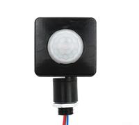 Interruptor de sensor de movimiento PIR de 180 grados diseñado para luces al aire libre con distancia de monitoreo ajustable y función día/noche (negro)