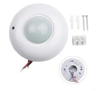 Interruptor de sensor de ocupación infrarrojo de montaje en techo para detección de movimiento de 360 grados con retardo de tiempo ajustable y umbral de luz ambiental para uso doméstico (220 ~ 240 V)