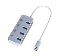 Interruptor de subcontrol de aleación de aluminio de 4 puertos USB 3.0 HUB 60/120 cm, cable divisor de hasta 5 Gbps (color: plateado)
