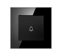 Interruptor de timbre con pulsador pared integrado panel vidrio, control manual, clasificación 110 a 250 V para uso residencial en interiores(Switch black)