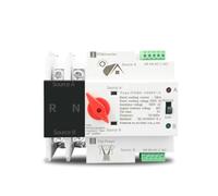 Interruptor de transferencia automática, ATS monofásico de carril DIN for fotovoltaica e inversor, interruptores selectores de transferencia automática de doble potencia ininterrumpidos 2P 63A 100A 12
